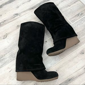 MRKT Bea Black Suede Wedge Boots